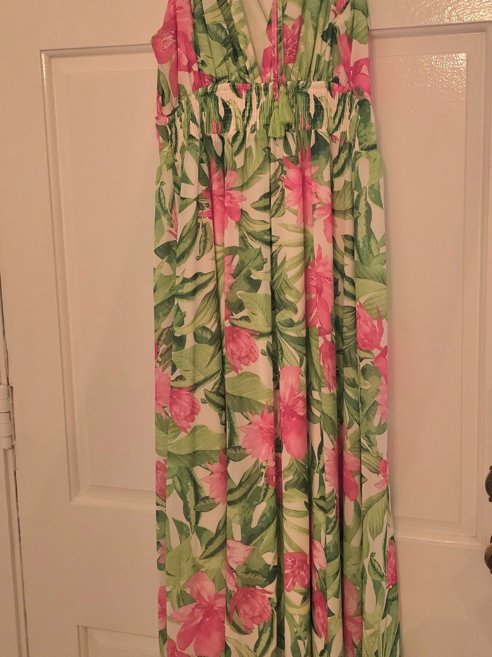 Flying Tomato Pink & Green Tropical Floral Maxi Dress